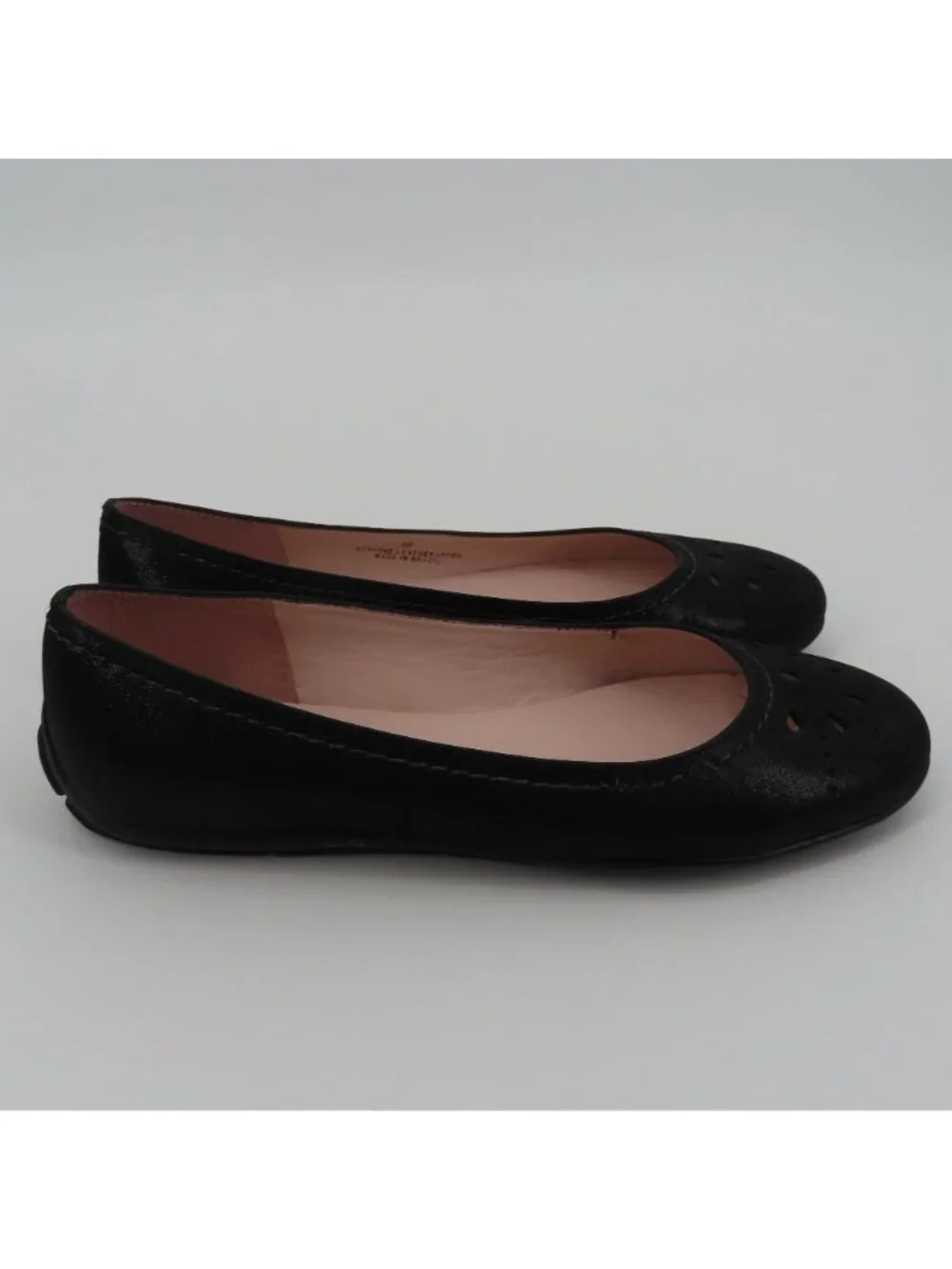 Talbots Women 6 B Shimmer Black Leather Cut Out Round Toe Ballet Flats Shoes